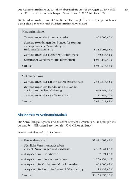 Jahresbericht 2010 -  Aufgaben und Ergebnisse - DFG