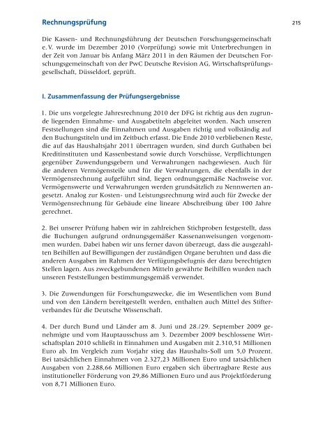 Jahresbericht 2010 -  Aufgaben und Ergebnisse - DFG