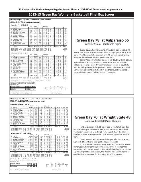 media guide - UWGB Phoenix Athletics