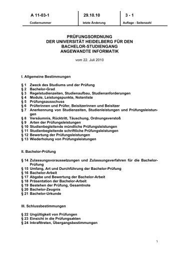 Prüfungsordnung Bachelor - Universität Heidelberg