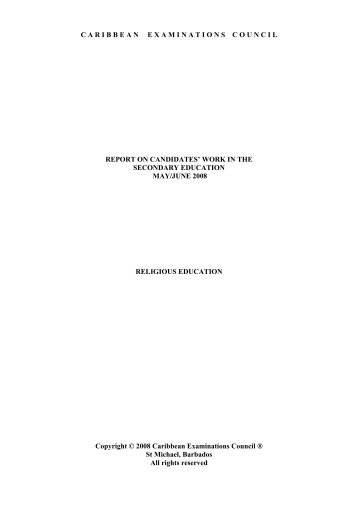 Religious Education - Caribbean Examinations Council
