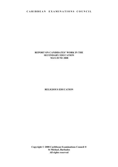 Religious Education - Caribbean Examinations Council