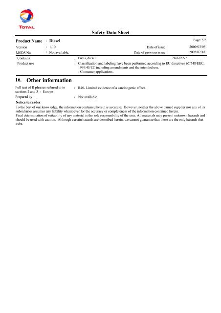 6557 Diesel (English (US)) TOTAL MSDS ver 3.2.2 (ver 1) - total tec