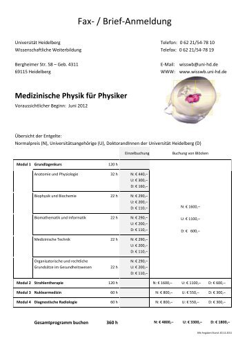 Medizinische Physik für Physiker - Universität Heidelberg