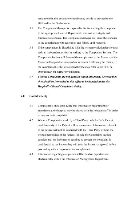 Patient Complaints Policy - Rotunda Hospital