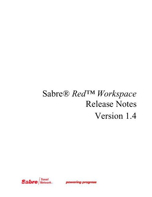 Release Notes Template - eService Staging Server - Sabre Holdings