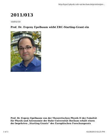 Prof. Dr. Evgeny Epelbaum wirbt ERC-Starting-Grant ein - Institut fÃ¼r ...