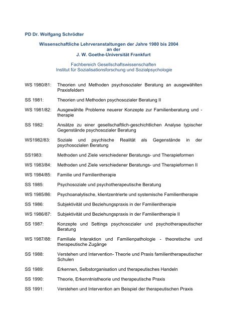 PD Dr. Wolfgang SchrÃƒÂ¶dter Wissenschaftliche Lehrveranstaltungen ...