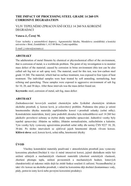 the impact of processing steel grade 14 260 on corrosive degradation