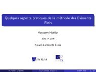 Quelques aspects pratiques de la méthode des Eléments Finis - Inria