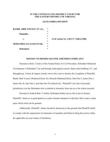 Defendant's Motion to Dismiss Second Amended Complaint
