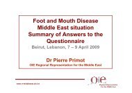 Foot and Mouth Disease Middle East situation ... - Middle East - OIE