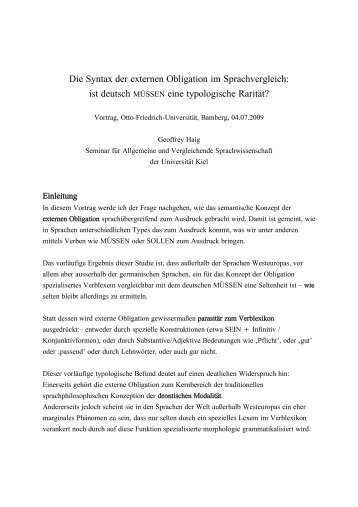 Die Syntax der externen Obligation im Sprachvergleich: ist deutsch ...
