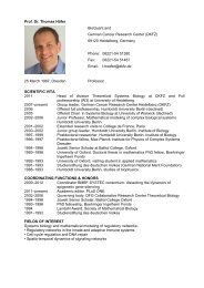 Prof. Dr. Thomas Höfer BioQuant and German ... - CellNetworks