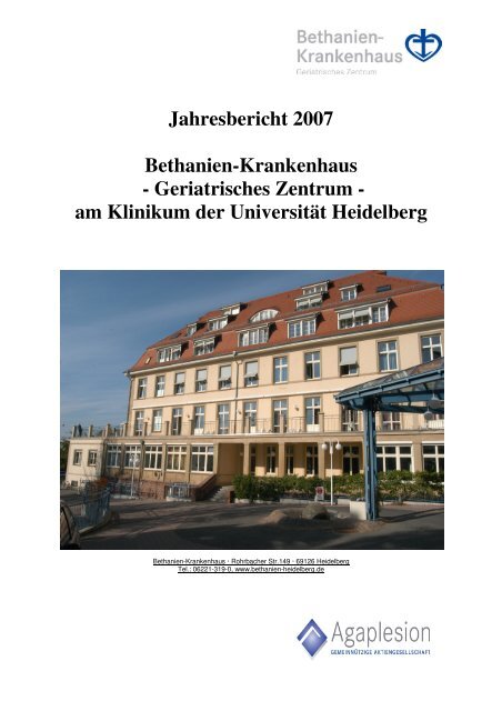 Jahresbericht 2007 - AGAPLESION BETHANIEN KRANKENHAUS ...