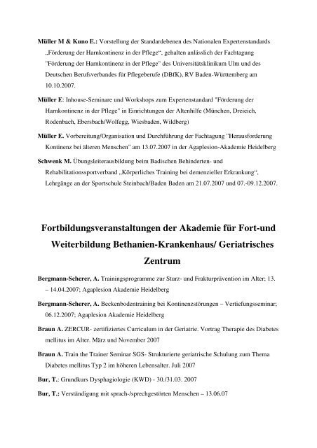 Jahresbericht 2007 - AGAPLESION BETHANIEN KRANKENHAUS ...