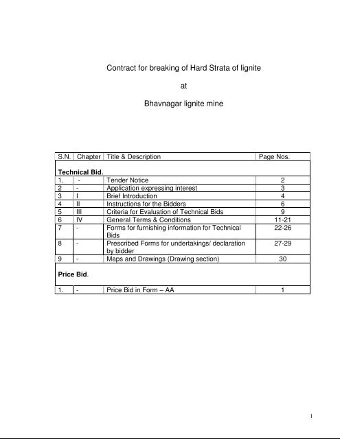 Contract for breaking of Hard Strata of lignite at Bhavnagar ... - GMDC