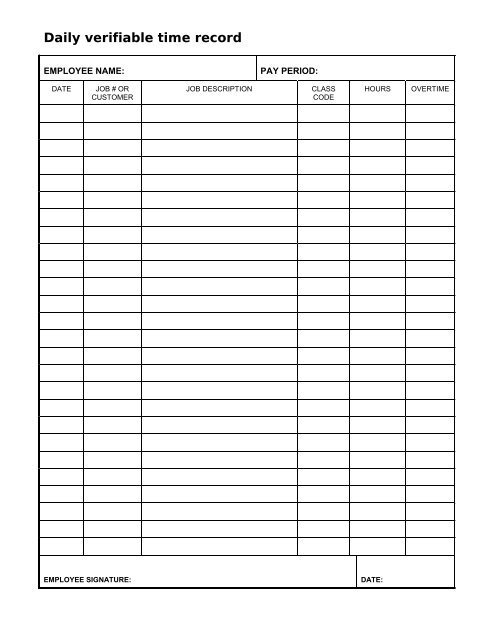 Daily verifiable time record, example and sample form