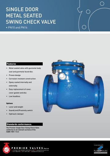 Single Door Metal SeateD Swing CheCk ValVe - Premier Valves