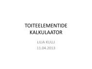 Toitelementide kalkulaator - Lilia Kulli