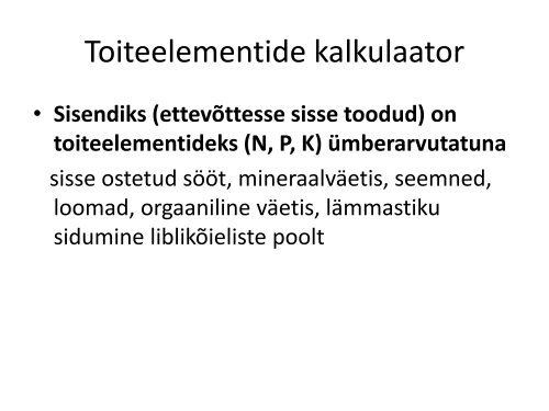 Toitelementide kalkulaator - Lilia Kulli