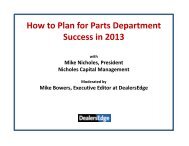 How to Plan for Parts Department Success in 2013 - DealersEdge