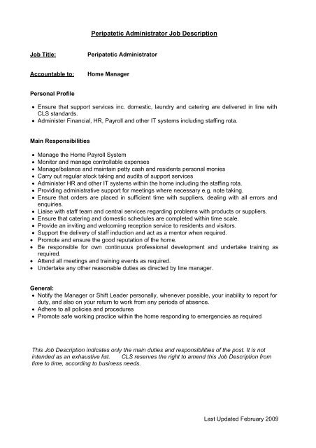 Home Services Manager Job Description - CLS Care Services