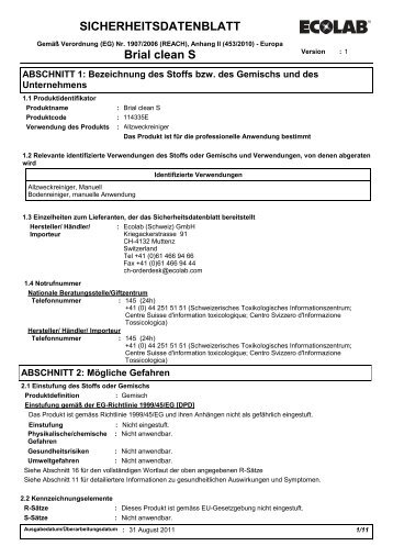 SICHERHEITSDATENBLATT Brial clean S