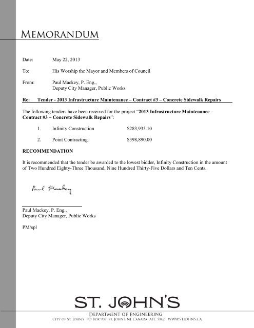 AGENDA REGULAR MEETING MAY 27 , 2013 4 ... - City of St. John's