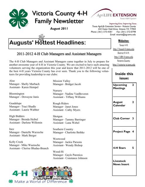 Victoria County 4-H Family Newsletter - Texas A&M AgriLife