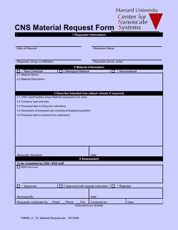 CNS Material Request Form