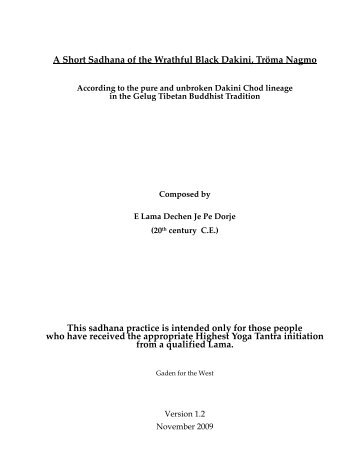 A Short Sadhana of the Wrathful Black Dakini, TrÃ¶ma Nagmo This ...