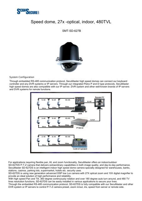 Speed dome, 27x -optical, indoor, 480TVL - Scan Secure AS