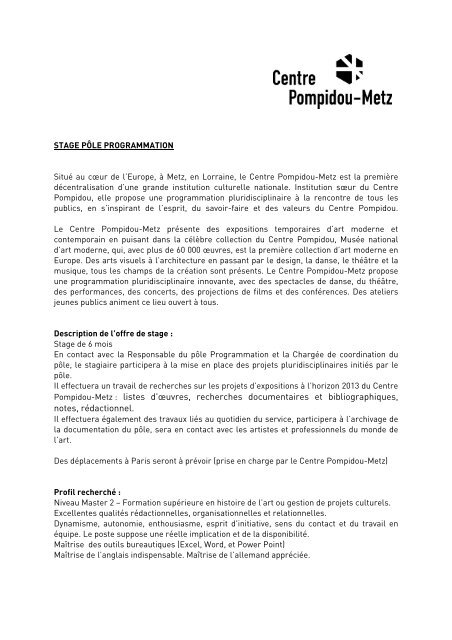 FICHE DE POSTE â STAGIAIRE PROGRAMMATION-validÃ© HG/EM