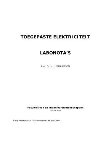 TOEGEPASTE ELEKTRICITEIT LABONOTA'S - Faculteit ...