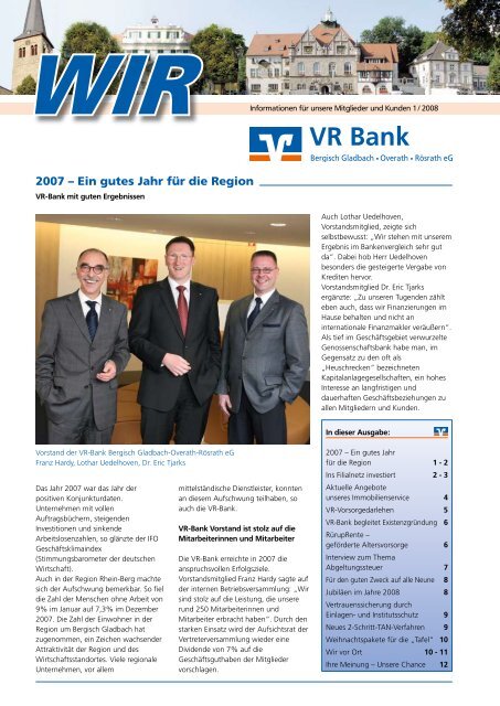 helvede Delegeret Port 2007 – Ein gutes Jahr für die Region - VR Bank eG Bergisch Gladbach