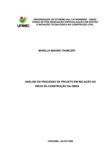 murillo magno thumlert anÃ¡lise do processo de projeto em ... - Unesc