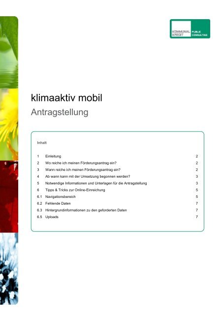 Hilfe zum Online-Antrag - Kommunalkredit Public Consulting