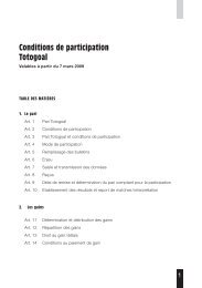 Conditions de participation Totogoal - Swisslos