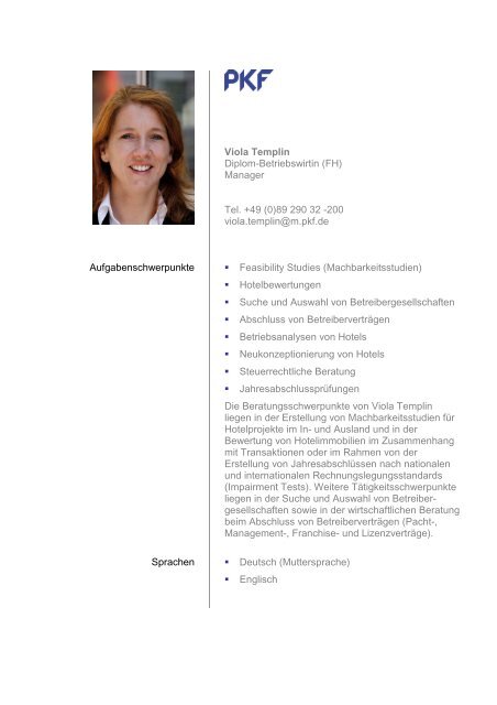 Viola Templin Diplom-Betriebswirtin (FH) Manager Tel. +49 (0 ... - PKF