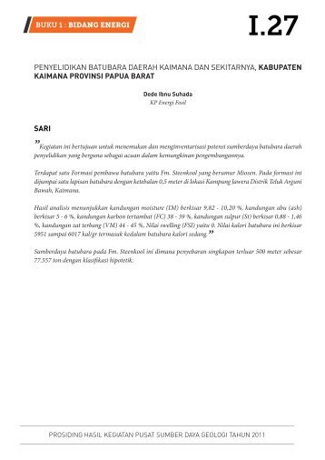 penyelidikan batubara daerah kaimana dan sekitarnya, kabupaten ...