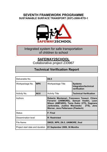 Technical Verification Report (Summary) - SAFEWAY2SCHOOL