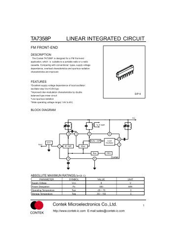 TA7358P LINEAR INTEGRATED CIRCUIT - Datasheets