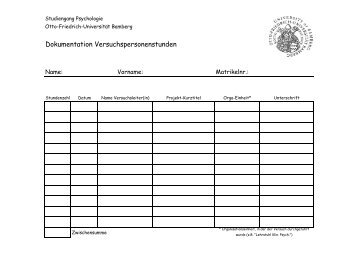 Dokumentation Versuchspersonenstunden - Universität Bamberg