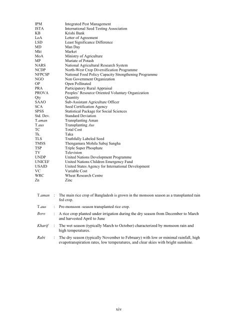 Studies on Policy Option for Quality Seed Production and ... - NFPCSP