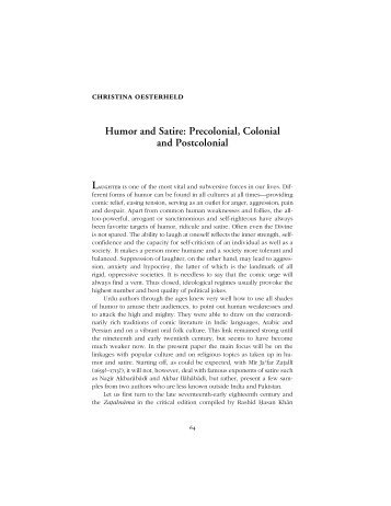 Humor and Satire: Precolonial, Colonial and Postcolonial