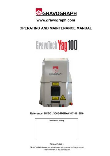 Gravograph GravoTech Yag100 Laser Manual - E-engraving.com