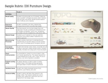 Sample Rubric: IDS Furniture Design - Academy of Art University