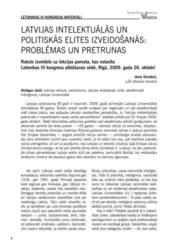latvijas intelektuÄlÄs un politiskÄs elites izveidoÅ¡anÄs