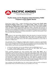 Pacific Andes and its Singapore-listed Subsidiary PARD